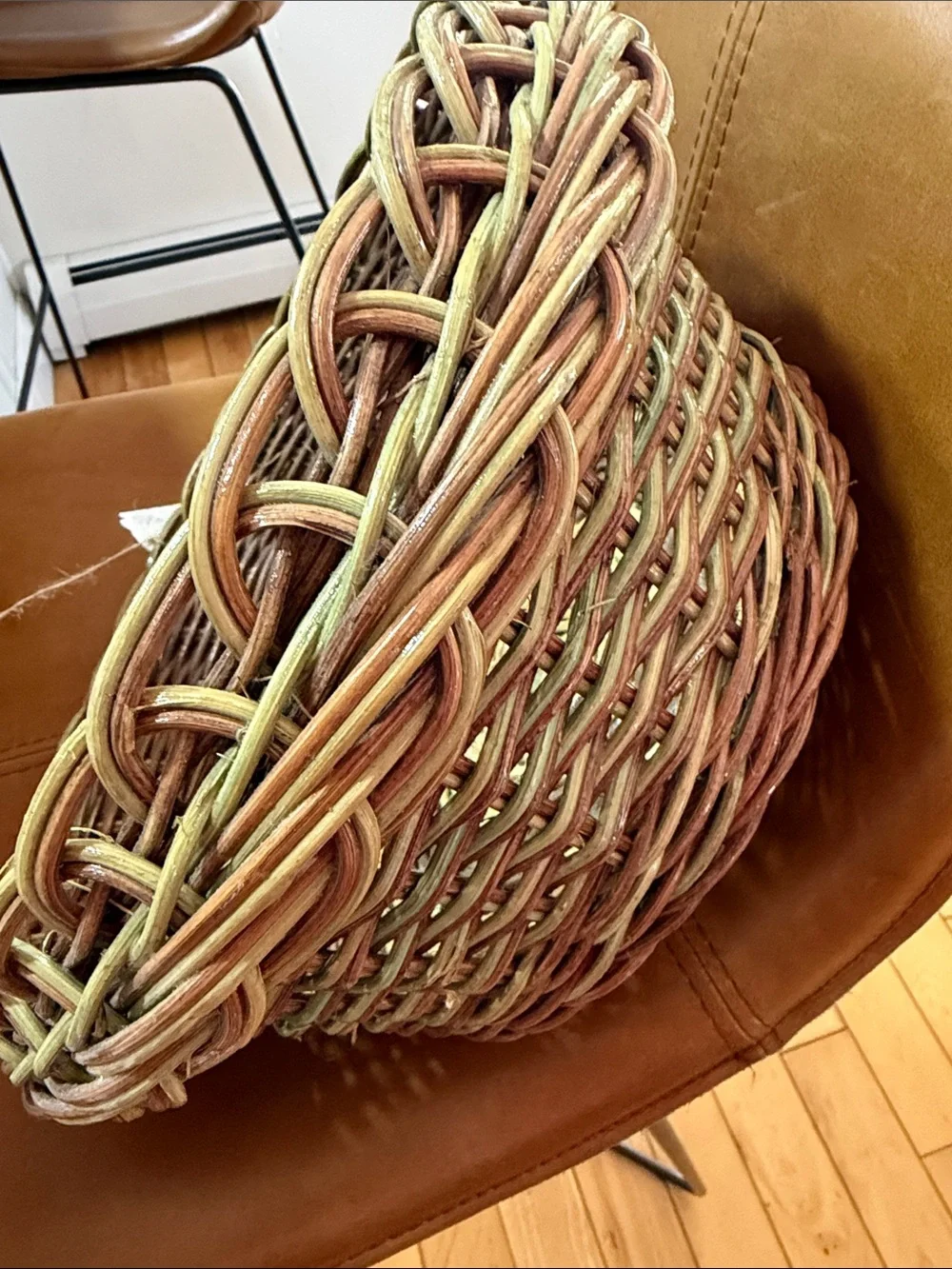 Woven Decorative Basket – Two-Tone Brown & Green